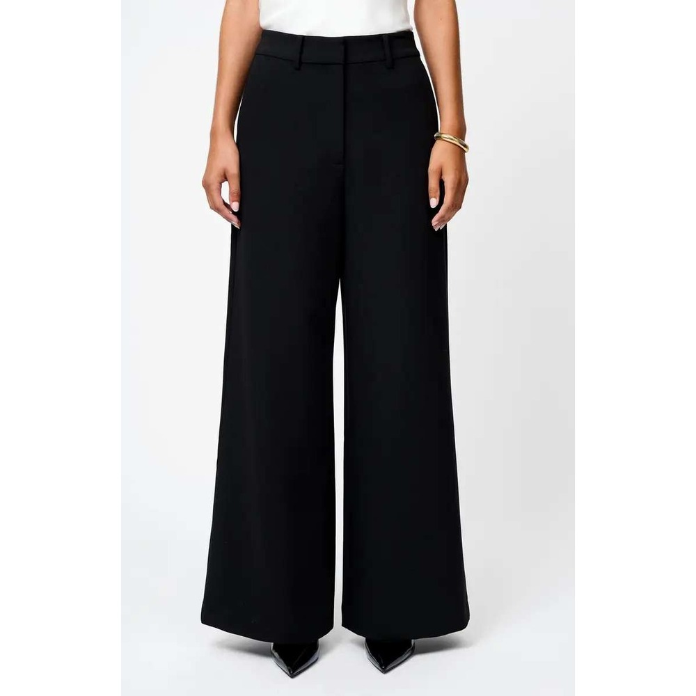 French Connection Azra Wide Leg Twill Pants Trousers High Rise Black‎ Size 4